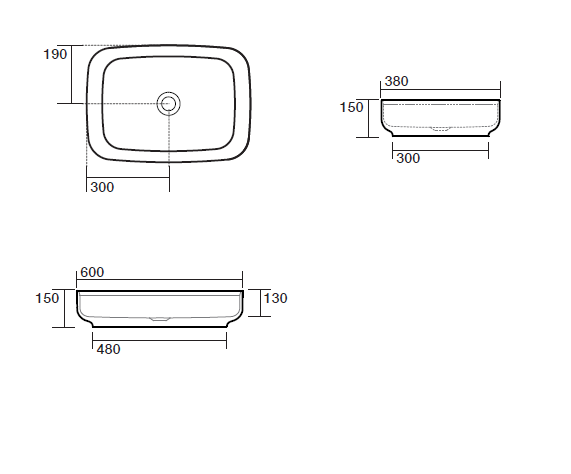 Раковина накладная (60х38) Kerasan Tribeca 514101 белый гялнец