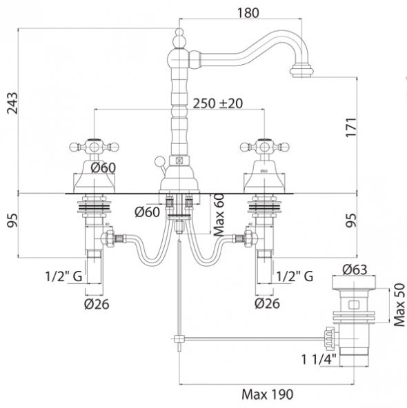 Смеситель для раковины Cezares GOLF GOLF-BLS2-02