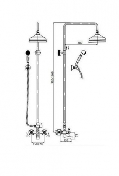 Душевой гарнитур Cezares Retro RETRO-C-CVD1-03