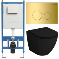 Комплект унитаза с инсталляцией Grossman Galaxy 97.4455BMSQ.01.300 с клавишей смыва