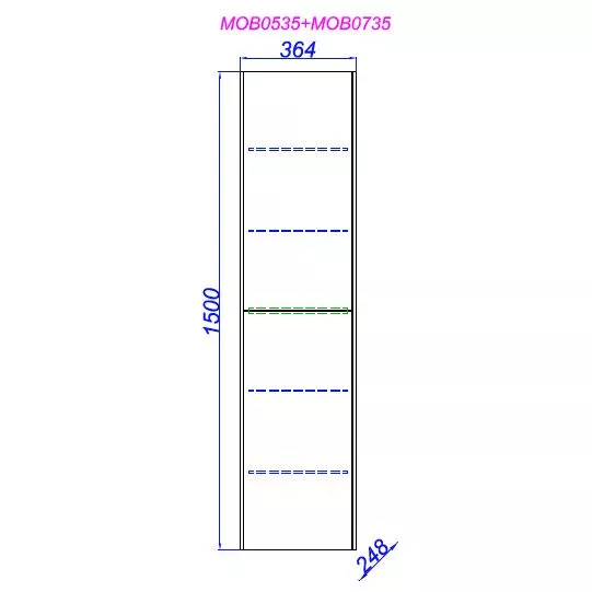 Корпус пенала Aqwella 5 Stars Mobi 36 MOB0535BS (без фасада)