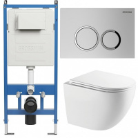 Комплект унитаза с инсталляцией Grossman Galaxy 97.4411SQC.01.110 с клавишей смыва