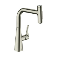 КСмеситель для кухни с выдвижным изливом Hansgrohe Metris Select M71 2jet 73817800 нержавеющая сталь