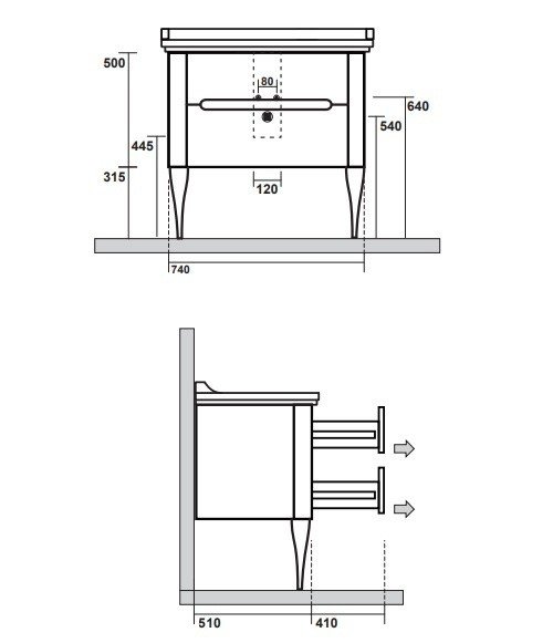 Тумба подвесная без раковины Kerasan Waldorf 925630 bi vaniglia matt