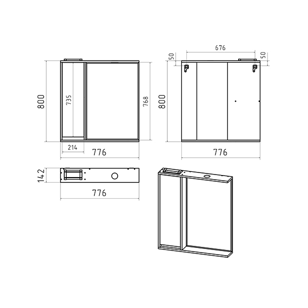 Зеркальный шкаф (78х80) Brevita Balaton 80 левый  BAL-04080-03-01Л