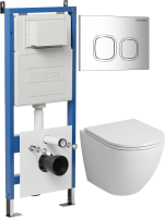 Комплект унитаза с инсталляцией Grossman Cosmo 97.4455SQ.02.100 с клавишей смыва