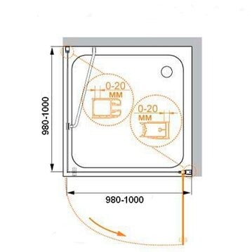 Душевой уголок (100х100) CEZARES ELENA ELENA-W-A-12-100-P-Cr-R