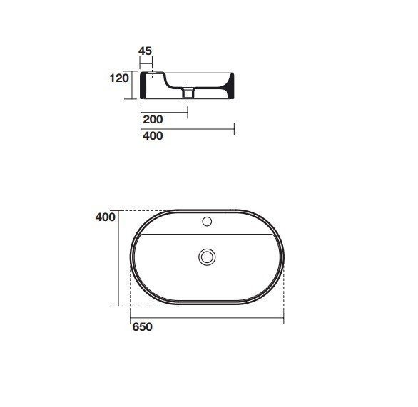 Раковина накладная (65х40) Kerasan Ciotola 028501*1 белый