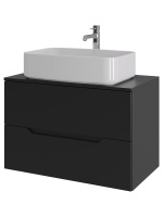 Тумба с раковиной подвесная 80 см, Orange Line Li-80TubMDF+B07-600W черный/белый