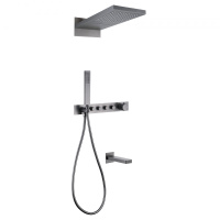 Душевой комплект ABBER Rund AF8753NG скрытого монтажа с изливом, термостат, никель