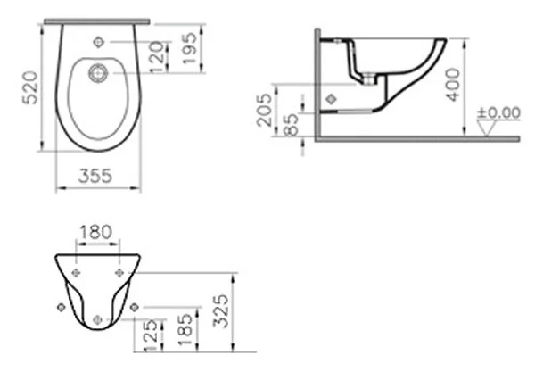 Биде подвесное Vitra Arkitekt 6231B003-0288