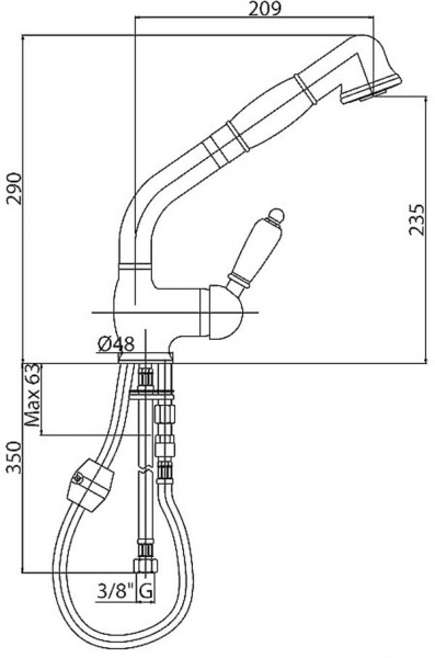 Смеситель для кухни Cezares ELITE ELITE-LLDM-02-M бронза