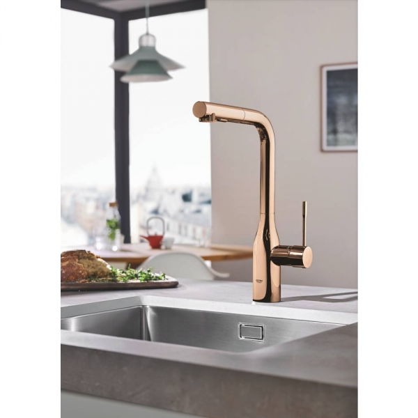 Смеситель для кухни с выдвижным изливом Grohe Essence New 30270 DA0 (30270DA0) теплый закат глянец