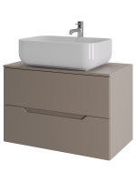 Тумба с раковиной подвесная 80 см, Orange Line Li-80TuLMDF+B03-600W латте/белый