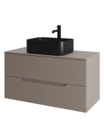 Тумба с раковиной подвесная 100 см, Orange Line Li-100TuLMDF+B02-460MB латте/черный