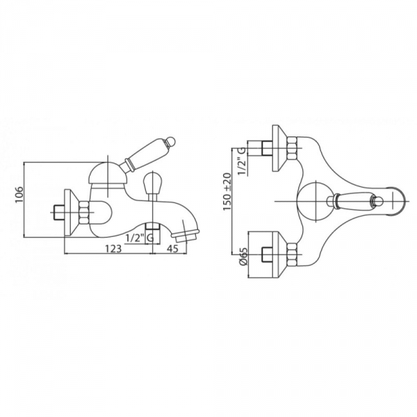 Смеситель для ванны Cezares Vintage VINTAGE-VM-01-BC