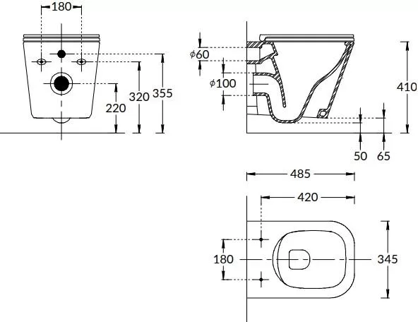 Унитаз подвесной безободковый Kerama Marazzi Cubo CU.wc.02