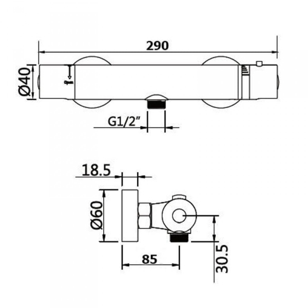 Гигиенический душ с термостатом Смеситель для душа BENNBERG CHROME 404H50