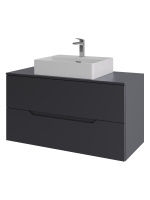 Тумба с раковиной подвесная 100 см, Orange Line Li-100TugMDF+B04-500W графит/белый