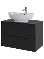 Тумба с раковиной подвесная 80 см, Orange Line Li-80TubMDF+B08-585W черный/белый