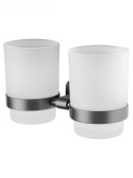 Два стакана для зубных щеток с держателем WONZON & WOGHAND GRAFFITY, темный графит WW-9328-GM