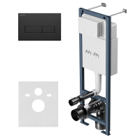 Инсталляция для подвесного унитаза узкая Am.Pm ErgoFit I012711.0338 с кнопкой смыва, черный матовыйц