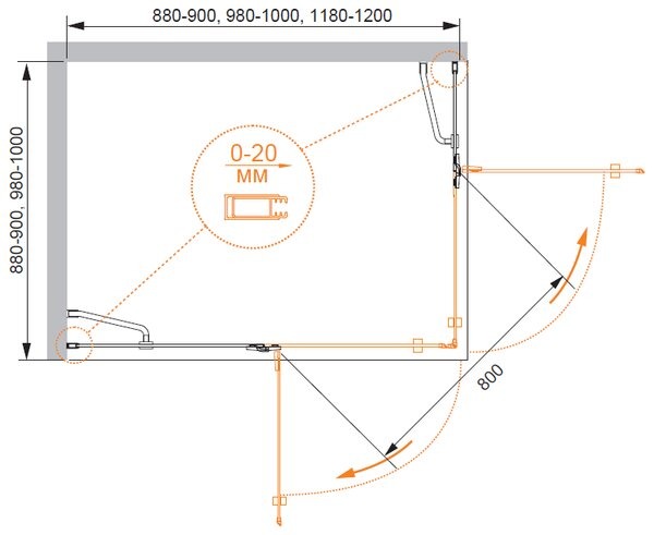 Душевой уголок (90х90) CEZARES BERGAMO BERGAMO-W-A-2-90-C-Cr