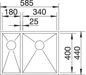 Кухонная мойка Blanco Zerox 340/180-U (чаша слева) 521613