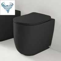 Унитаз приставной безободковый TORNADO Kerasan Nolita 531931 черный матовый, без сиденья