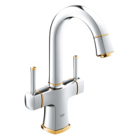 Смеситель для раковины, с двумя рукоятками Grohe Grandera 21107 IG0 (21107IG0) хром/золото Смеситель для раковины, с двумя рукоятками Grohe Grandera 21107 IG0 (21107IG0) хром/золото