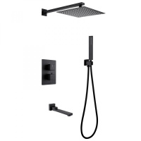 Душевой комплект ABBER Daheim AF8250B скрытого монтажа с изливом, термостат, черная матовая