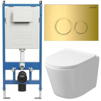 Комплект унитаза с инсталляцией Grossman Galaxy 97.4477SQ.01.300 с клавишей смыва