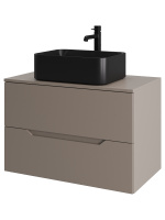 Тумба с раковиной подвесная 80 см, Orange Line Li-80TuLMDF+B02-460MB латте/черный