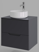 Тумба с раковиной подвесная 60 см, Orange Line Li-60TugMDF+B09-360W графит/белый