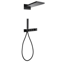 Душевой комплект ABBER Rund AF8752B скрытого монтажа без излива, термостат, черная матовая