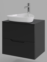 Тумба с раковиной подвесная 60 см, Orange Line Li-60TubMDF+B07-500W черный/белый