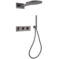 Душевой комплект ABBER Wasser Kreis AF8151NG скрытого монтажа без излива, термостат, никель Душевой комплект ABBER Wasser Kreis AF8151NG скрытого монтажа без излива, термостат, никель
