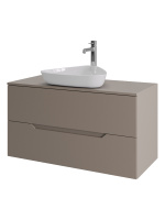 Тумба с раковиной подвесная 100 см, Orange Line Li-100TuLMDF+B07-500W латте/белый