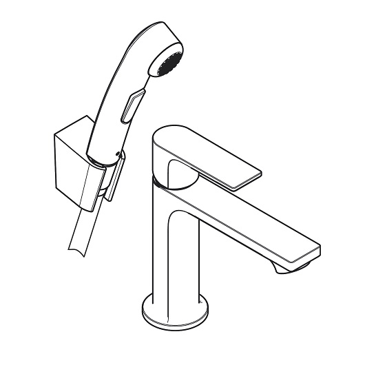 Смеситель для раковины с гигиеническим душем Hansgrohe Rebris E 72216000 хром