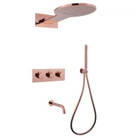 Душевой комплект ABBER Wasser Kreis AF8150RG скрытого монтажа с изливом, термостат, розовое золото