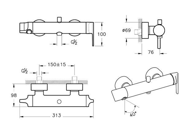 Смеситель для ванны Vitra Suit A4281829