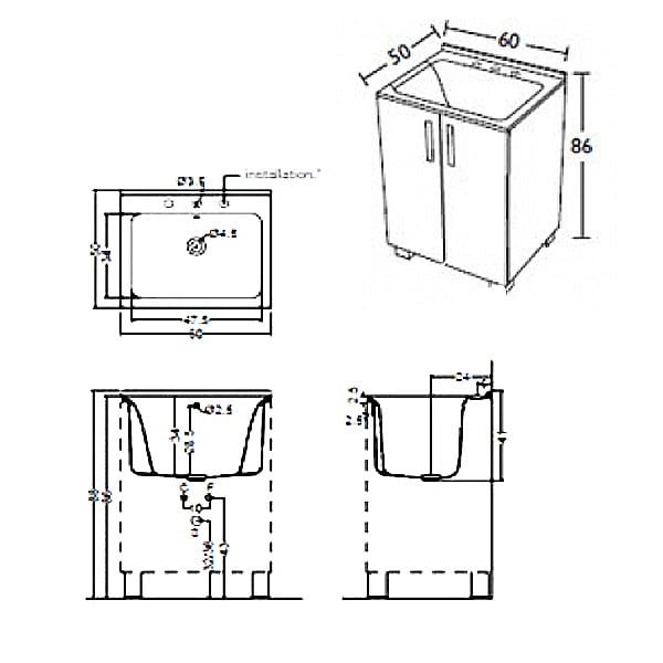 Комплект для постирочной KERASAN Comunita 9166K1