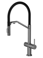 Смеситель для кухни однорычажный с каналом для питьевой воды и гибким изливом Agger Elegant A3241455 оружейная сталь матовая