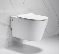 Подвесной безободковый унитаз Cerutti Spa Argentera Aria C-380C с импульсным смывом, сиденье Soft Close, белый