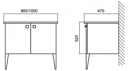Тумба для раковины BelBagno Atria ATRIA-850-2A-SO-BL