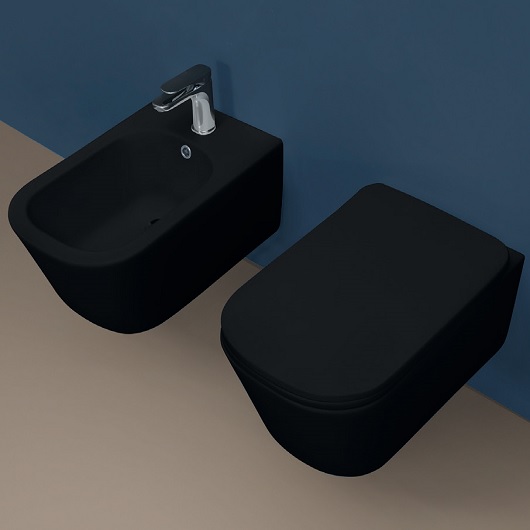 Унитаз подвесной безободковый Kerasan Tribeca 511431 без сиденья, черный матовый