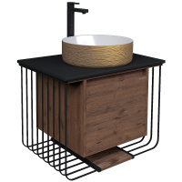 Тумба подвесная Grossman ВИНТАЖ-70 см 107007 с 1-м ящ, веллингтон/металл черный