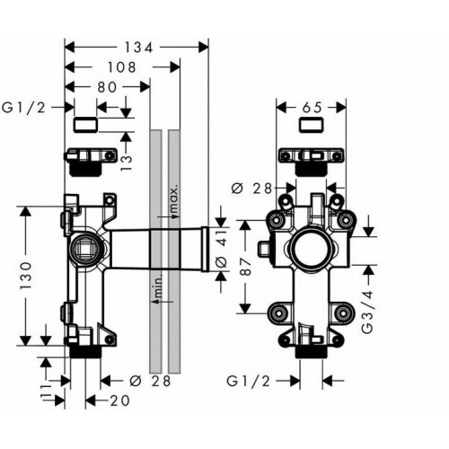 Скрытая часть для запорного вентиля Axor One 45770180