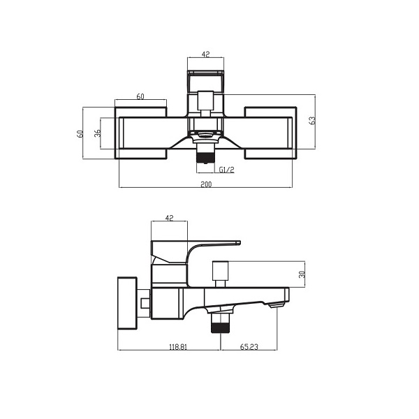 Смеситель для ванны Villeroy & Boch Architectura Square TVT12500100061