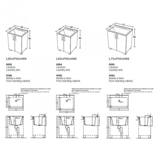 Комплект для постирочной KERASAN Comunita 9166K1